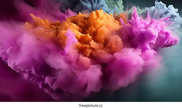 Colorful smoke explosion on a dark background