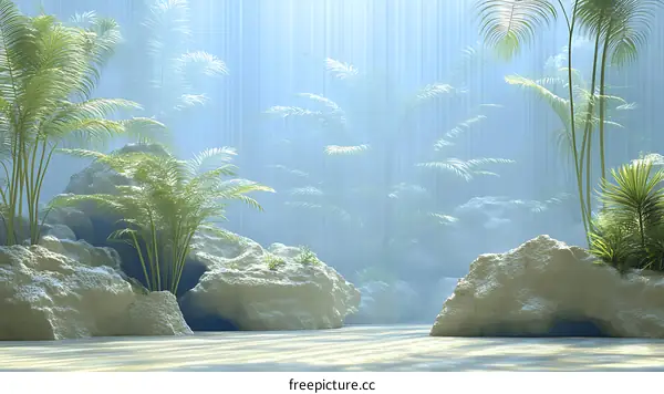 Tropical Rainforest Interior Scene Illustration