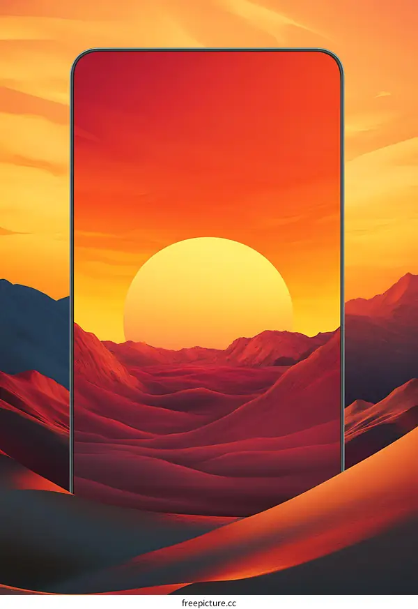 Abstract Sunset in a Mobile Phone Screen