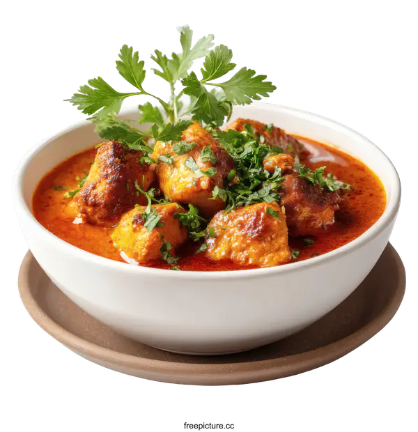 [Transparent Background PNG]Delicious Chicken Curry in a White Bowl