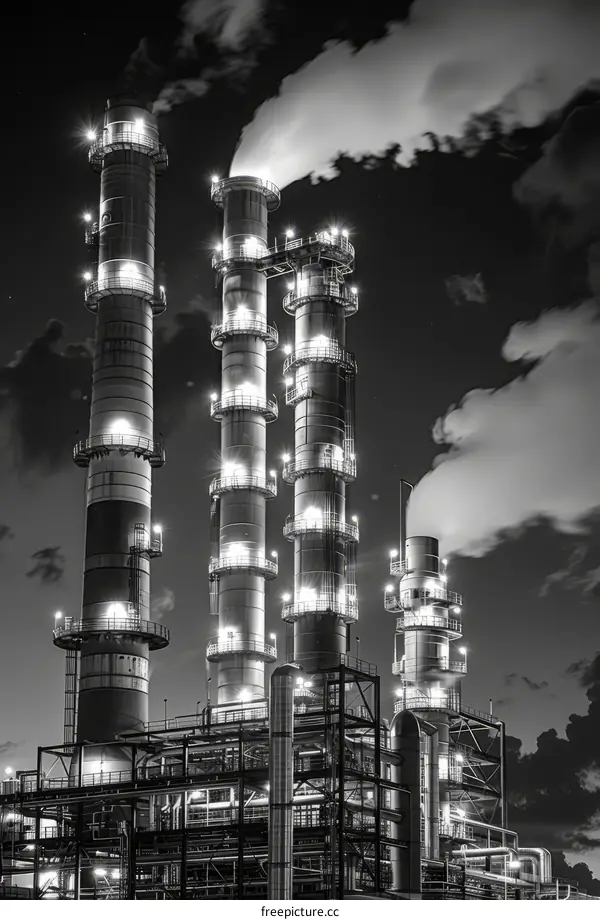 Night shot of an industrial factory