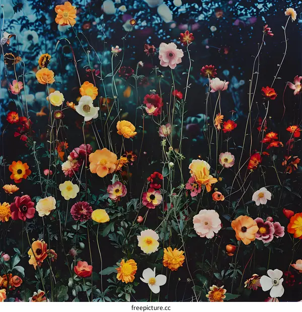 Colorful Wildflowers in a Garden