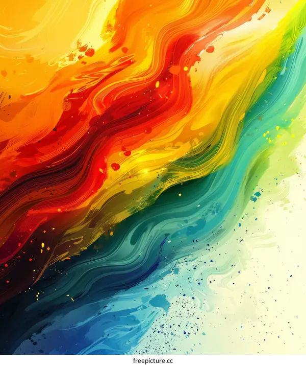 Abstract Colorful Waves with Paint Splatter Background