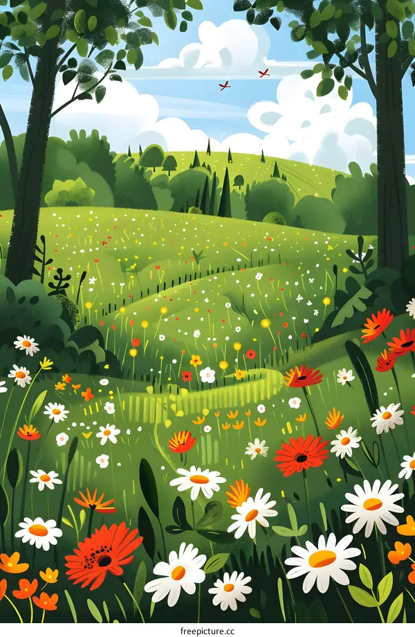 Colorful Flowers in a Spring Meadow