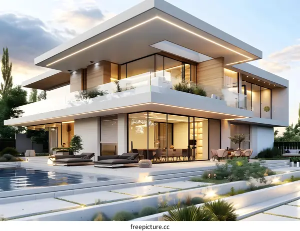 Modern Minimalist Home with Pool and Landscaping