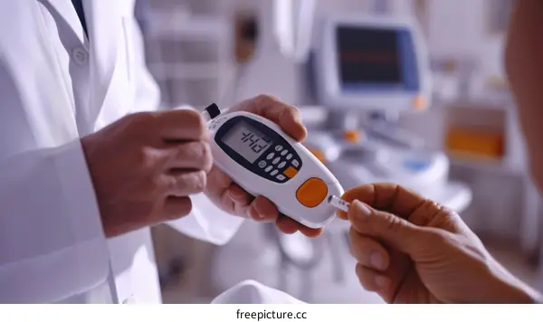 Doctor checking patient's blood glucose level