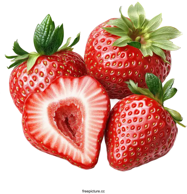 [Transparent Background PNG]Fresh Strawberries Close Up
