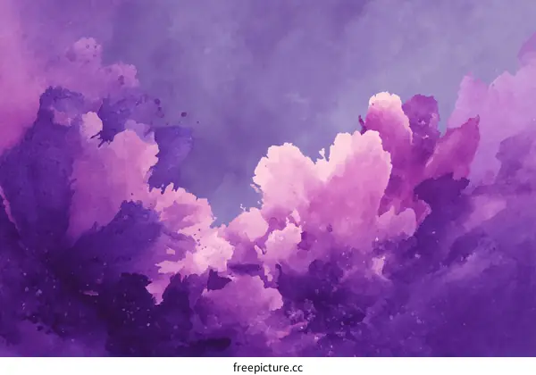 Abstract Watercolor Purple and Pink Cloudscape
