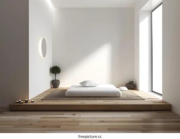 Minimalist Japanese Bedroom Interior Design With Wooden Floor