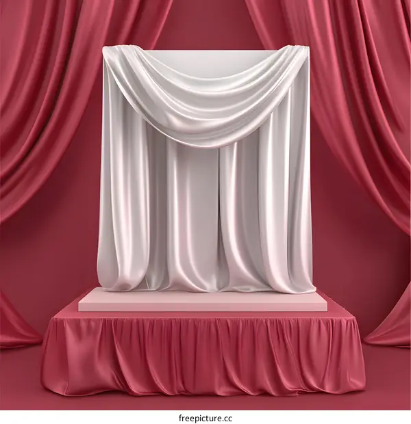 White and Pink Silk Fabric Draped On Stand
