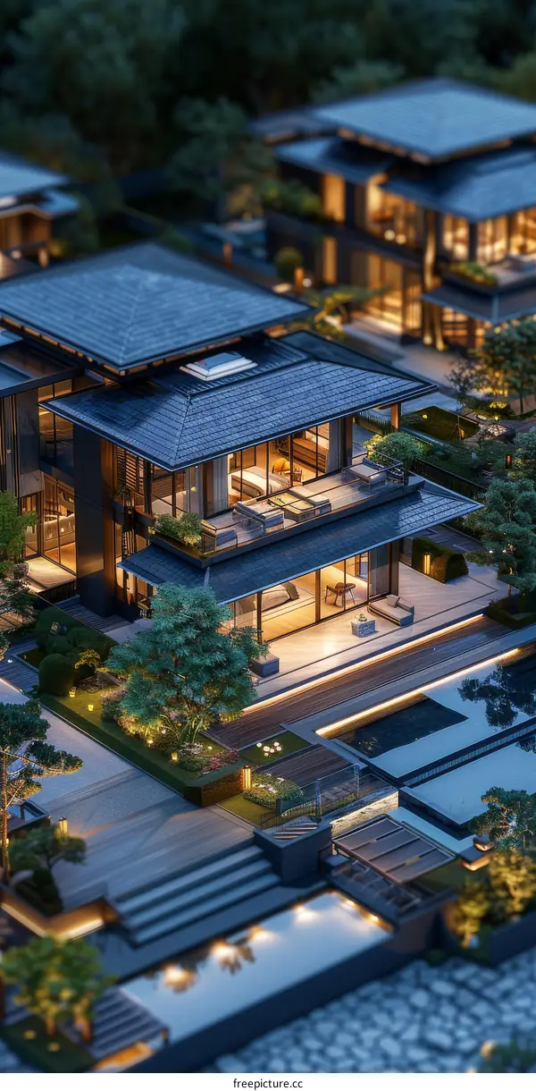 Modern Chinese Architecture Design at Night
