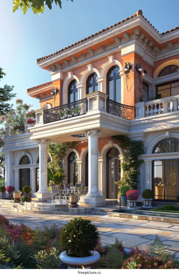 Luxury Mansion Exterior Design Illustration