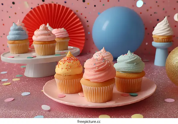 Colorful Cupcakes Festive Celebration Display