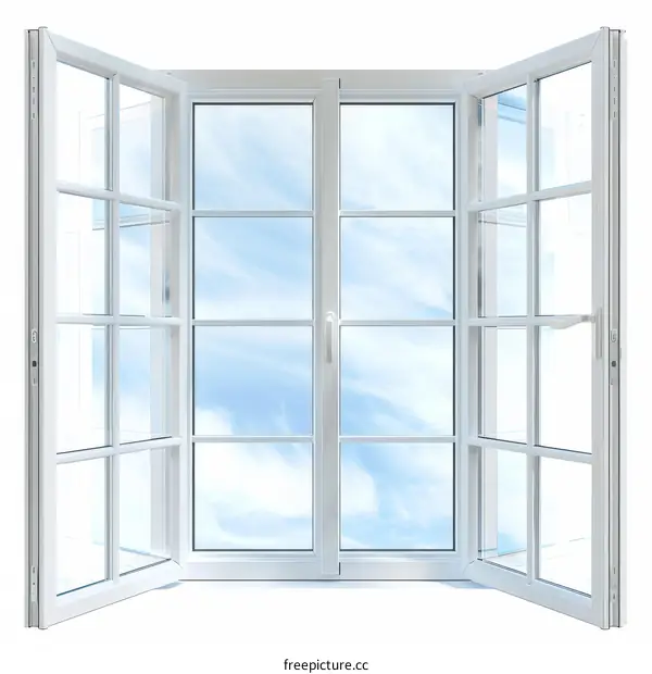 White Plastic Window Frame with Transparent Glass Panes
