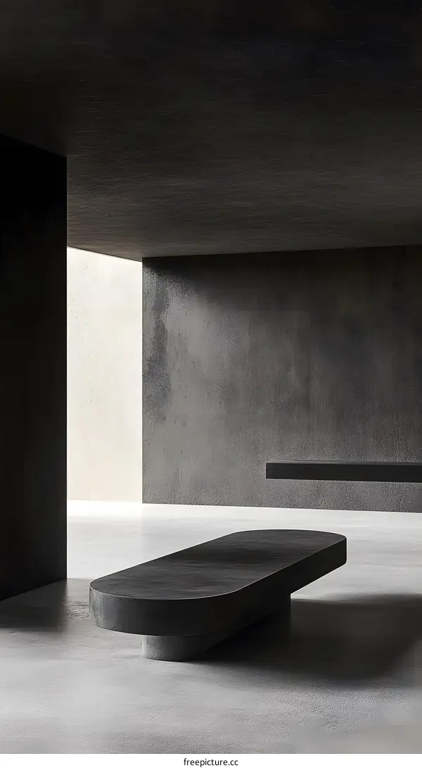 Minimalist Interior Design with a Modern Concrete Bench