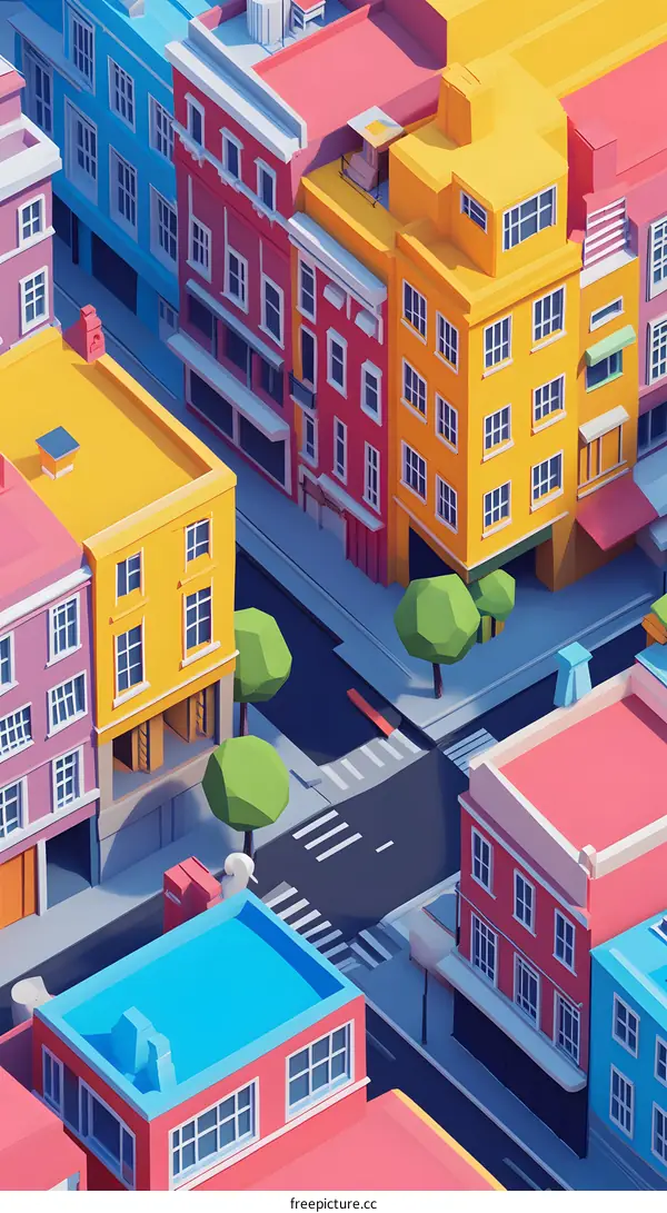 Colorful 3D Isometric Illustration of an Urban Cityscape