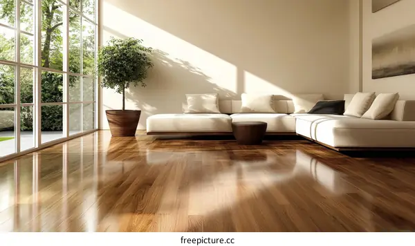 Modern Living Room Interior Design with Hardwood Flooring