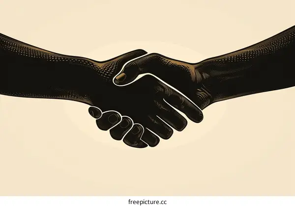 A handshake between two people of different skin tones