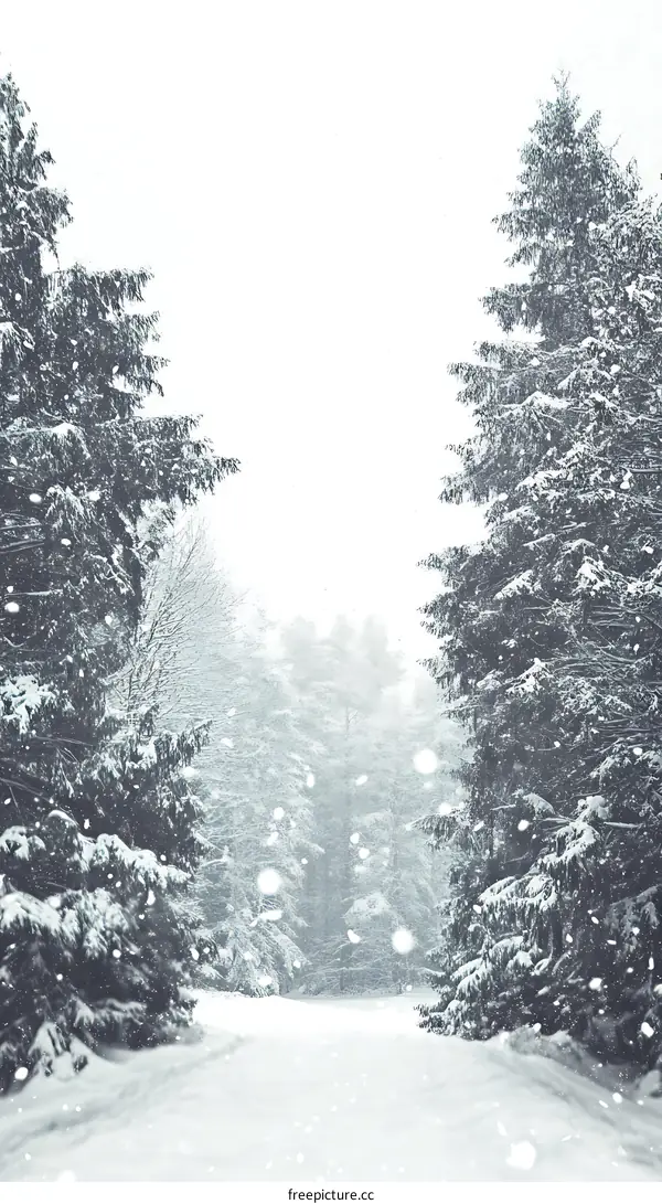 Snowy Forest Path Winter Landscape