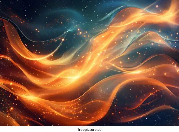 Orange and Blue Waves with Nebula