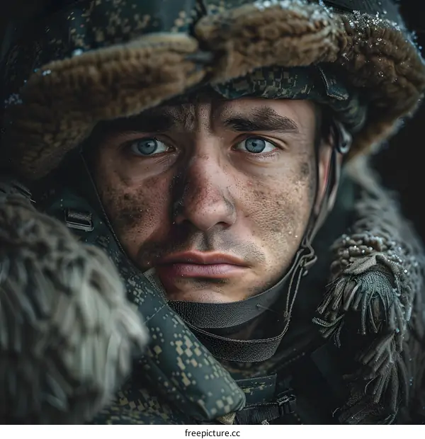 Portrait of a soldier in winter gear