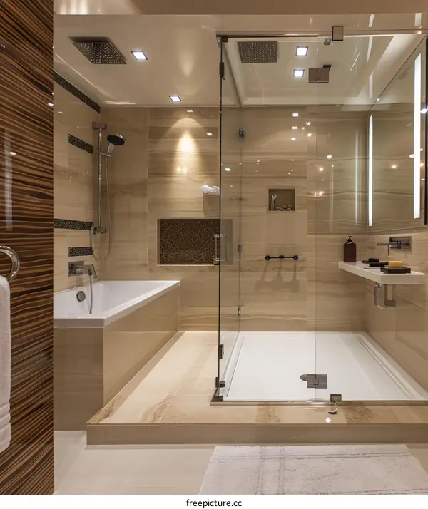 Luxury Modern Bathroom with Walk-in Shower and Bathtub