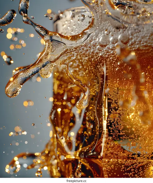 Close Up Shot of Golden Liquid Splash