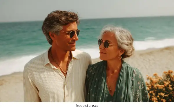 Couple enjoying the beach scenery