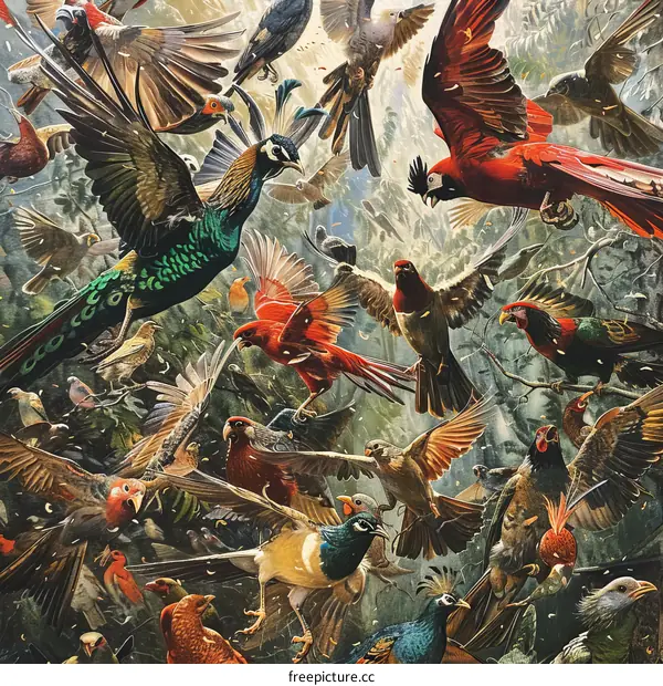 Majestic Birds of Paradise in Flight