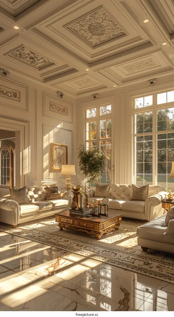 Luxurious Living Room with Panoramic Window