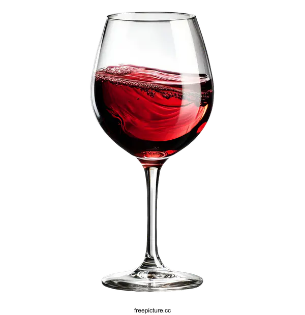 [Transparent Background PNG]Red Wine Glass with Swirling Liquid