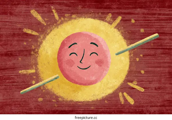Smiling Sun Illustration on a Rustic Background