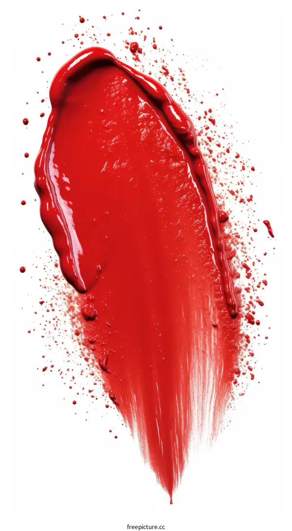 Red smear of lipstick with red powder