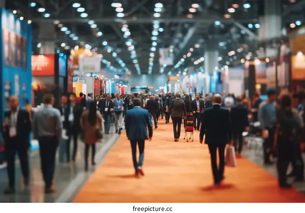 International Trade Show Crowded Exhibit Hall