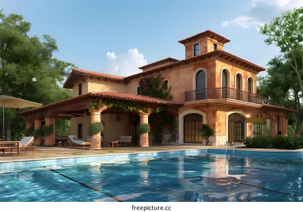 Luxury Mediterranean Villa with Pool and Patio