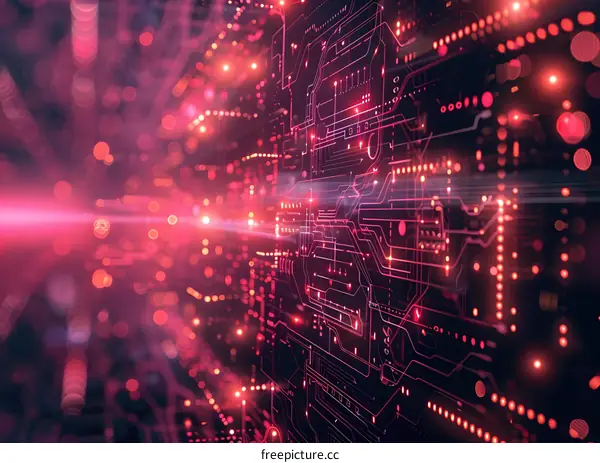 Glowing Circuit Board Technology Background