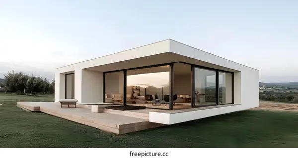 Modern Minimalist House Design with Large Windows