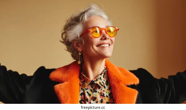 Stylish Senior Woman in Trendy Outfit