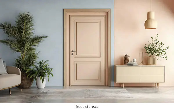 Modern Beige and Peach Living Room Interior Design