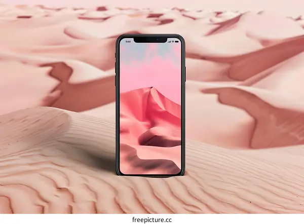 Smartphone on Sand Dunes with Desert Background