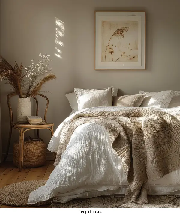 Cozy Bedroom with a Warm and Inviting Bed