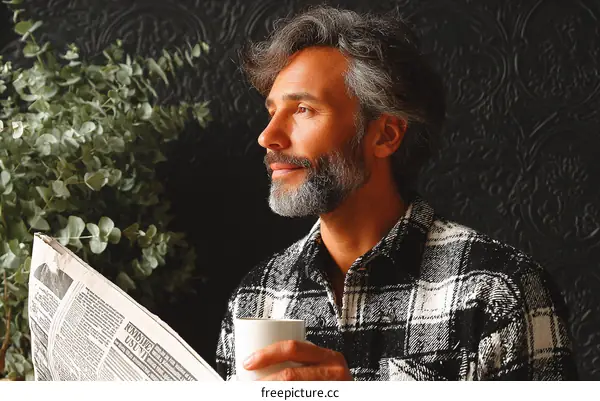 Man Reading Newspaper in a Cozy Setting