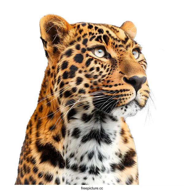 [Transparent Background PNG]Leopard Close Up on White Background