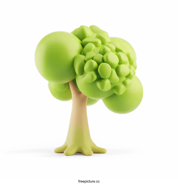 [Transparent Background PNG]A 3D Rendered Cartoon Tree