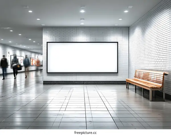 Empty Subway Poster Board in a Modern Urban Corridor