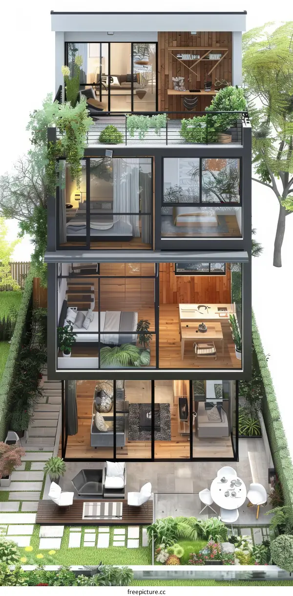 Modern Townhouse Architectural Design Illustration
