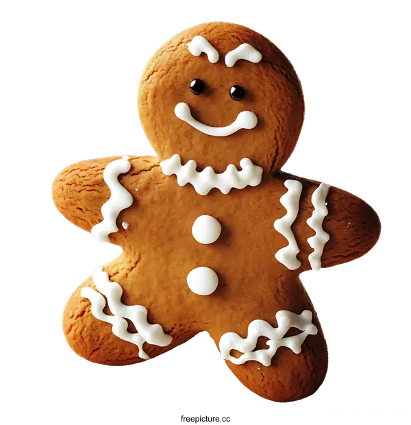 [Transparent Background PNG]Close Up of Festive Gingerbread Man Cookie
