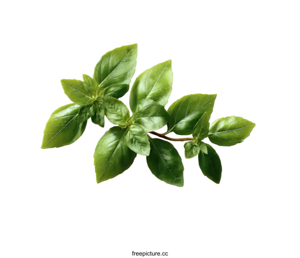 [Transparent Background PNG]Fresh Basil Leaves Close-up
