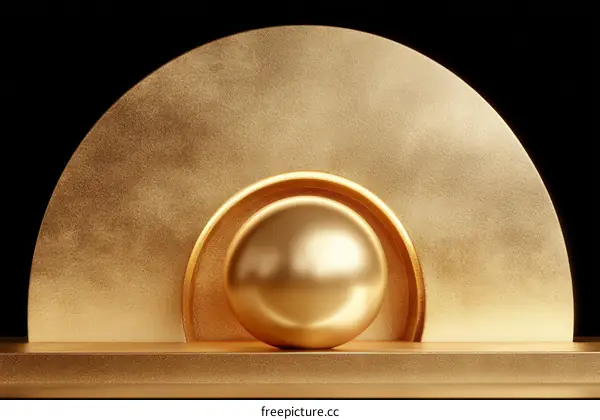 Golden Geometric Abstract Display