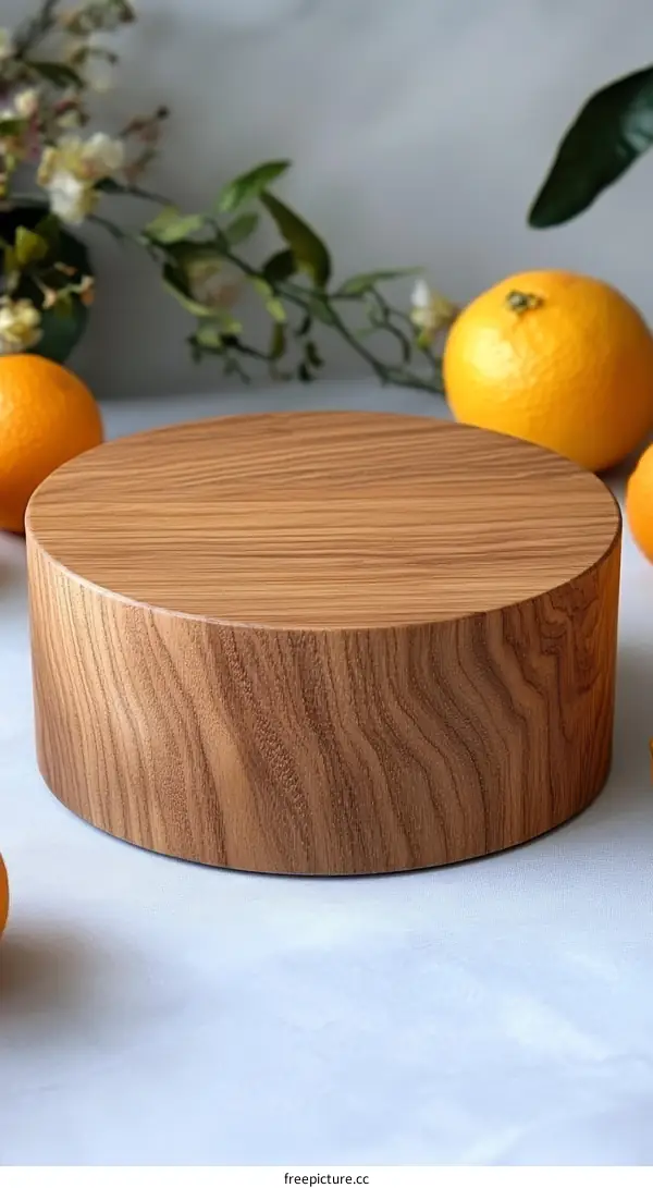 Wooden Display Stand with Fresh Fruits